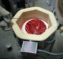 Patty Gray Raking in Art Glass Kiln
