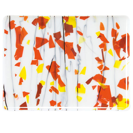 Orange/ Yellow/ Red on White Opal Fusible 90 COE link