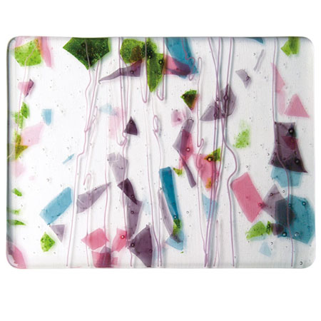 Pink/ Plum/ Spring Green/ Aqua w/ Pink Streamers Fusible 90 COE photo