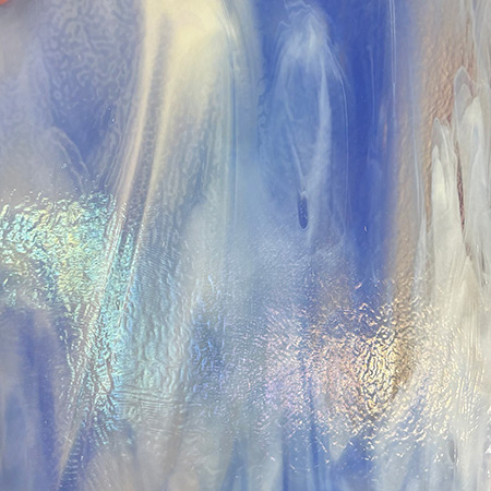 Rocky Mountain Sky - Clear/ White/ Cobalt Blue Opal Irid Double Rolled Fusible 90 COE) link