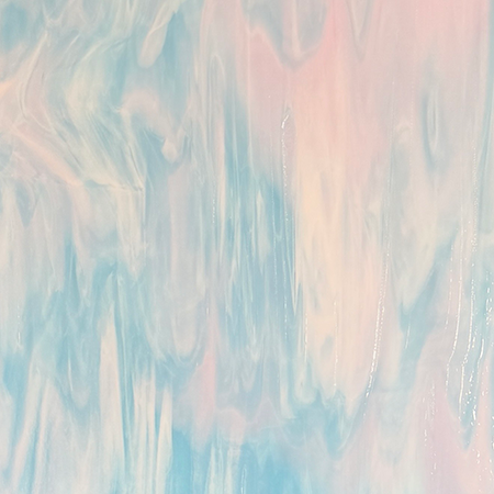 Cotton Candy Cloud Striker (Glacier Blue/ Pink Blush/ White Streaky) Double Roll Fusible 90 COE photo