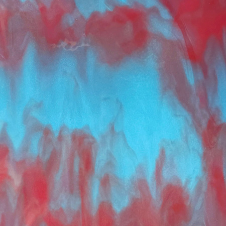 Cotton Candy Cloud Striker (Glacier Blue/ Pink Blush/ White Streaky) Double Roll Fusible 90 COE photo