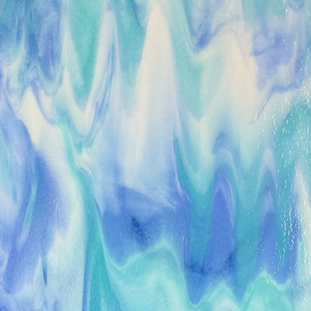 Grape Snowcone Striker (White/ Turquoise Opal/ Violet) Double Roll Fusible 90 COE photo