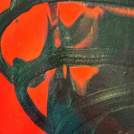 Pumpkin Patch (Orange Opal with Aventurine Green Drizzle) Double Rolled Fusible 90 COE Pumpkin Patch (Orange Opal with Aventurine Green Drizzle) Double Rolled Fusible 90 COE photo