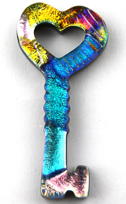 Fused Glass Key Shape 1-3/4 x 3/4 in. - 90 COE link