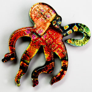 Fused Glass Octopus Shape 1-1/2 x 1-1/2 in. - 90 COE link