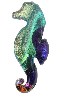 Fused Glass Seahorse Shape 1-3/4 x 3/4 in. - 90 COE link