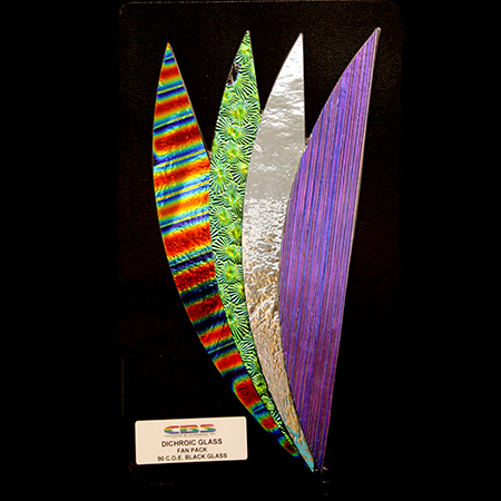 Fan Pack - 10 in. Assorted Dichroic Texture and Coating on Black 90 COE link