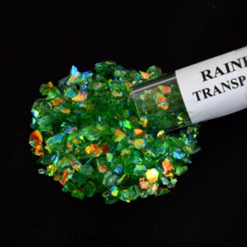 Transparent Green with Rainbow Dichroic Frit Flakes 90 COE link