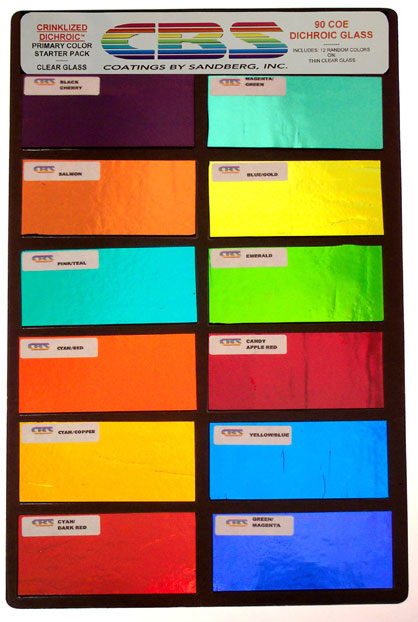 Crinklized Dichroic Primary Colors Pack on Clear 90 COE link
