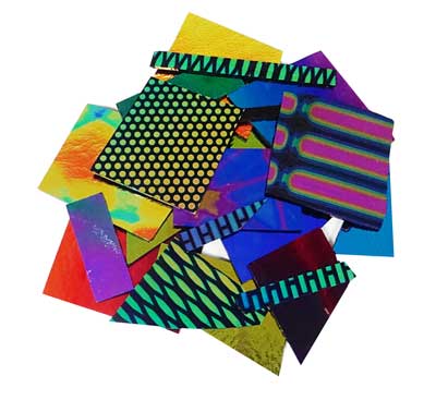 Crinklized Dichroic on 1.5mm thin Black 90 COE 1/2 .lb Scrap link