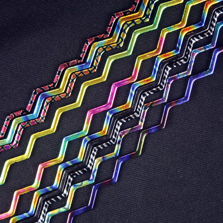Patterns Galore Dichroic on 3 mm Black Firestrip 90 COE 16 in. long link
