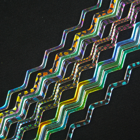 Patterns Galore Dichroic on 3 mm Clear Firestrip 90 COE 16 in. long link