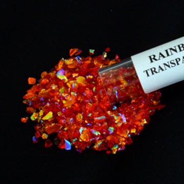 Transparent Red with Rainbow Dichroic Frit Flakes 96 COE link