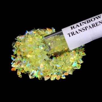 Transparent Yellow with Rainbow Dichroic Frit Flakes 96 COE link