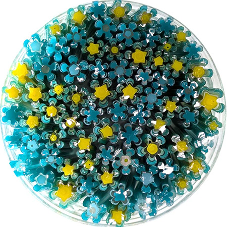 Peacock Green and Marigold Flowers Murrine Sticks - 96 COE link