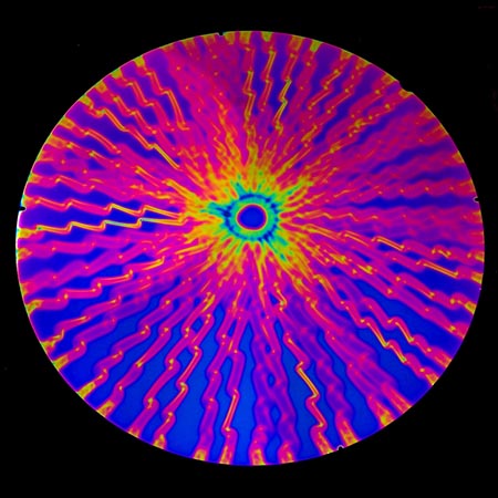 Thin Clear Borosilicate with Dichroic Voltage Pattern in Green, Magenta, Blue link