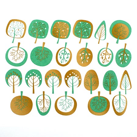 Modern Trees Green/Gold Decals link
