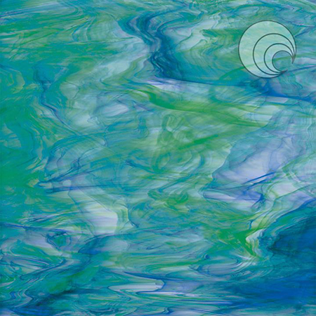 White Swirled w/ Dark Green/ Blue Fusible 96 coe link