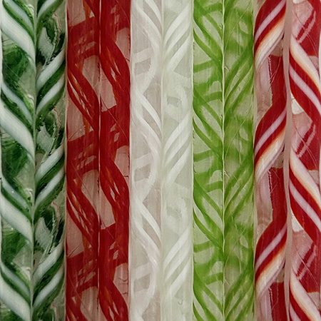 Twisted Cane 96 COE Christmas Holiday Sample Pack - 9 in. link