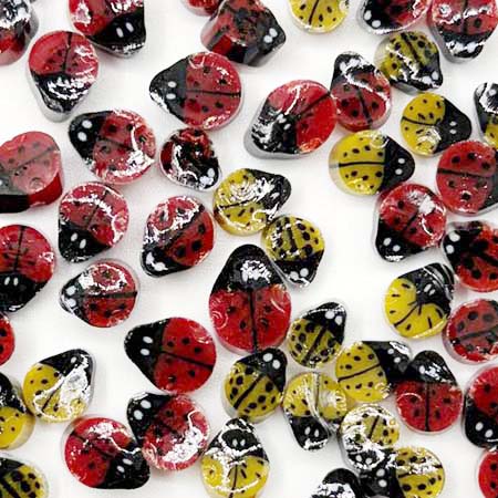 Ladybug Red & Gold Mix Murrini 90 Coe link